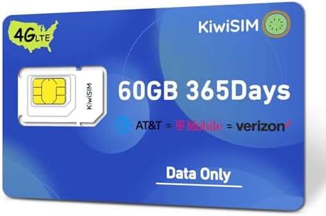 4G SIM Card, Data Card 60GB for 365 Days Support for AT&T, T-Mobile and Verizon, SIM Card Data Only for Hunting Trail Game Cameras Portable WiFi/Router/Mobile Hotspot Unlocked IoT Device