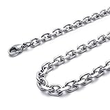 100% nuevo y de alta calidad Jdeijfev Cadena de joyeria de Hombres y Mujeres, Collar de Acero Inoxidable, Plata – Anchura 3mm – Longitud 65cm