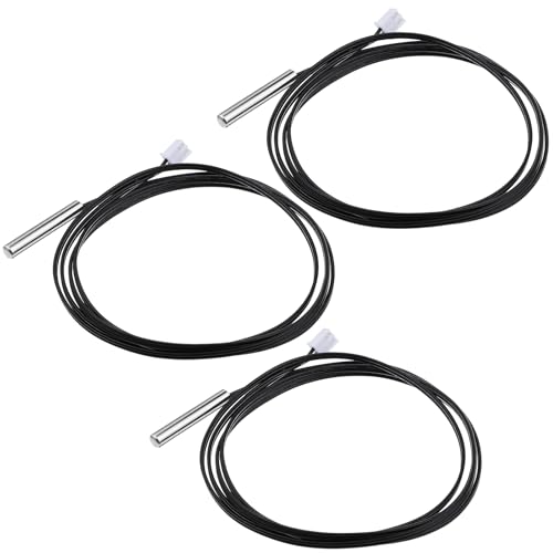 3 pcs 10K Temperature Sensor Probe 1 M Waterproof Temperature Probe Stainless Steel 3950 NTC Thermistor Sensor Probes Digital Temps Transmitter Extension Cable for Water Dispenser Refrigerator