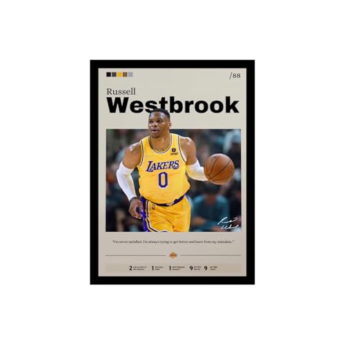 Image of BLINKART Russell Westbrook NBA BasketBall Player Synthetic Wood Photo Framed Wall Hanging Poster For Room & Office Bedroom Living Boys and Girl Room Home Wall Hanging(13 * 10 Inches)