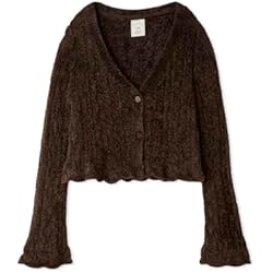 Amazon | [ジェラート ピケ] フェザー柄編みカーディガン PWNT255107