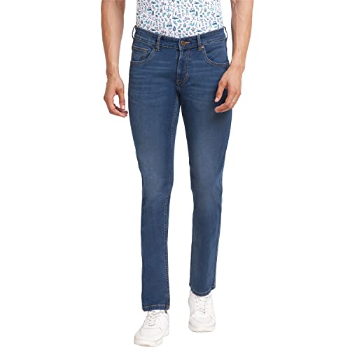 Image of Colorplus Men's Fitted Cotton Jeans (CJYT00506B5 Blue)