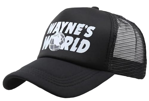 Generic Waynes World Cap Adjustable Hat Mesh Hat Headwear Hats Baseball Caps Casual Cap Cotton Sunhat Black