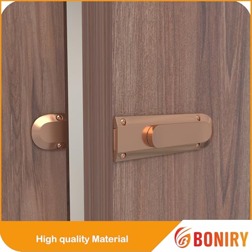 Image of Boniry Door Latch Lock | Solid Metal Door Stopper for Bathroom, Home, Office | Easy Install, Smooth Sliding, Heavy Duty Latch (1, Rose Gold)