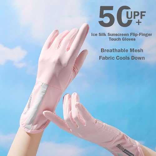 Image of 2 PCS Hand Gloves for UV Sun Protection, Breathable Sunscreen Driving Glove Cooling Arm Full Finger Ice Silk Non-Slip Touch Screen Anti Uv Gloves Mitt, Car Driving Long Glove Arm