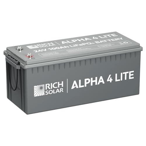 RICH SOLAR ALPHA 4 LITE 24V 100Ah LiFePO4 Battery, 4000+ Cycles, Best Value Lithium Deep Cycle...