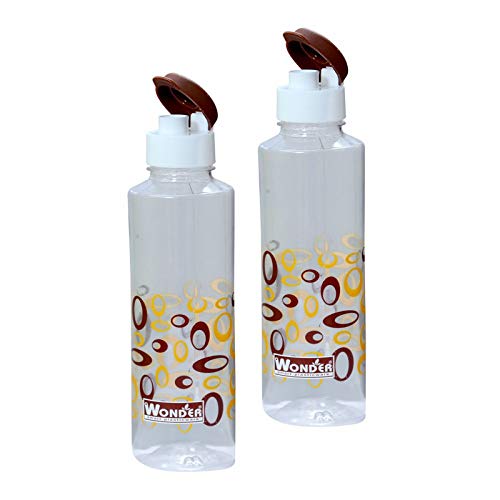 WONDER Plastic Prime Polo Fridge Bottle Set, 2 Pcs Bottle 800 Ml, Brown Color, Made In India For Rs. 90 @ 72 %
