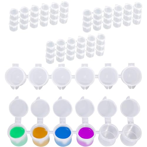 60PCS Tiras Almacenamiento Pintura,Botes De Pintura Vacíos,Botes Tazas De Pintura,Almacenamiento Pintura Macetas,Tiras De Pintura Vacías,Mini Botes Pintura con Tapas,3ml,Kiuiom