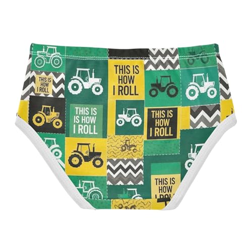 Toddler Underwear Floral 2t Cotton Little Girl Panties Personalized Underpants Briefs Green Yellow Tractors Prints2
