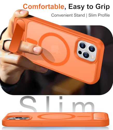 Image of Magnetic Compatible with iPhone 12 Case & iPhone 12 Pro Case, [Built-in Invisible Kickstand][Compatible with MagSafe][Military Grade Shockproof] Slim Translucent Matte Phone Case 6.1 inch