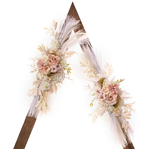 Lisuun Wedding Arch Flowers, Artificial Flowers for Decoration, Large Flower Swag for Boho Styles Wedding Ceremony Floral Decor - Pack of 2