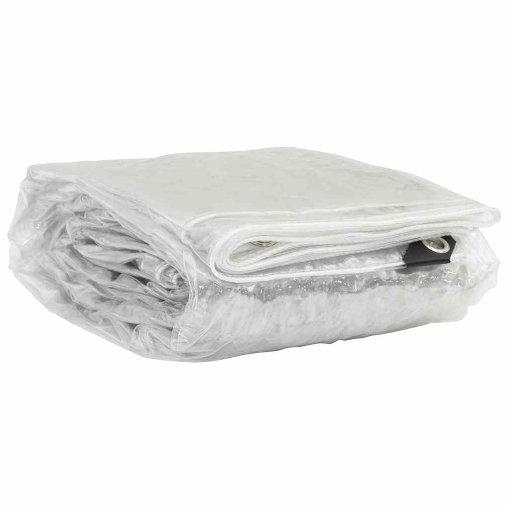 PVC Pflanzenabdeckung mit Ösen 3 x 5 m Transparent und Weiß, wasserfestes Folien Abdecknetz für Gewächshaus Beet Hochbeet Frostschutz und Pflanzenpflege