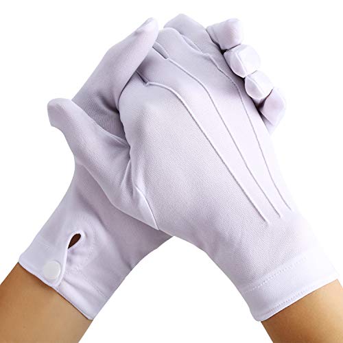 Guantes blancos cosidos para esmoquins formales, inspección de