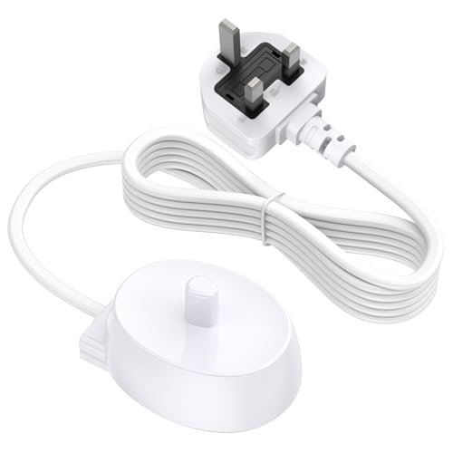Electric Toothbrush Charger for Oral B iO3 iO4 iO5 iO6 Smart 6000N Genius X 8000 Type 3757 Replacement Charger UK Inductive Charging Base Portable Power Cord Environmental ABS for Travel