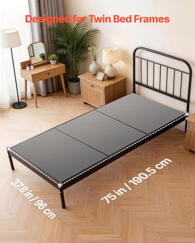 VEVOR Bunkie Board, Twin Size 75 x 37.8 in, Foldable Bed Board Under Mattress with Hook-and-Loop Straps, PP Core with 600D Oxford Fabric, Anti-Sag for Metal Frames, Bunk Beds, and Sleeper Sofas - image 2