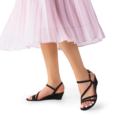 Image of DREAM PAIRS Strappy Wrapped Dressy Wedge Sandals, Comfortable Ankle Strap Open Toe Evening Dress Wedding Dance Summer Shoes
