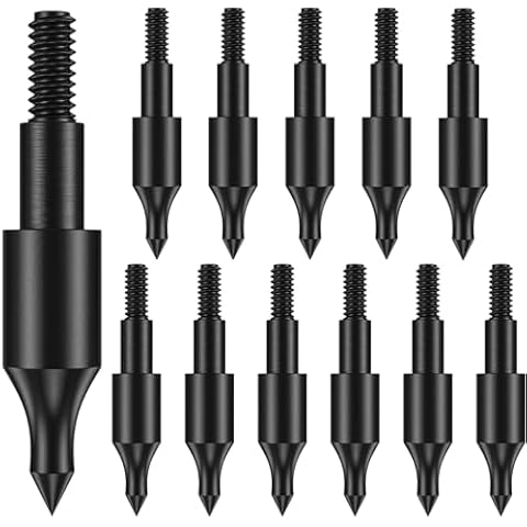 Jeimier 12Pcs 100 Grain Archery Field Tips, Arrow Tips for Compound Bow, 5/16" Field Points for Crossbow, Practice Arrow Tips for Archery Target Practice Hunting, Screw-in Arrow Point Cover