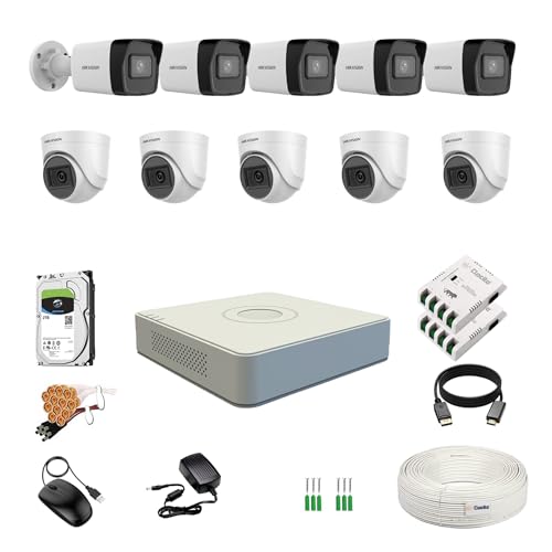 Image of HIKVISION 2MP 1080P 16 Channel DVR, 2MP 5 Dome & 5 Bullet Cameras [Night Vision + EXIR Technology + Motion Detection + HDTVI] + 2 TB HDD + 8 CH SMPS 2 Nos + CCTV Cable + BNC /DC