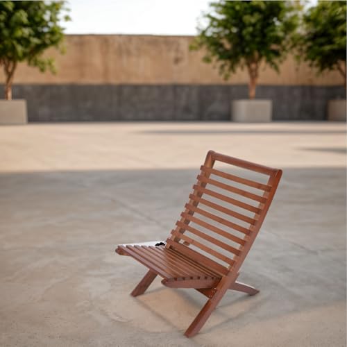 Chaise pliante en bois 2 pièces avec dossier haut confortable marron foncé