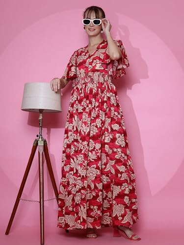 Image of Sheetal Associates Women's Casual Flared Sleeve Crepe Floral Print Fit and Flare Dress