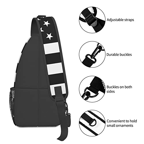 Mochila bandolera unisex negra para senderismo miniatura 6