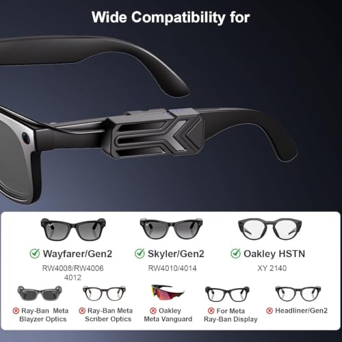 Image of YARENKA Wearable Battery Pack Charger Compatible with Ray-Ban /Oakley Meta Smart Glasses Gen 1 & Gen 2, Ultra-Light Mini Power Bank Accessories for Wayfarer Skyler HSTN