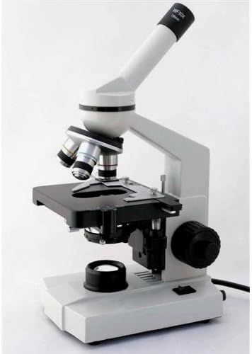 AmScope M220-E Digital Monocular Compound Microscope, WF10x Eyepiece, 40x-400x Magnification, Tungsten Illumination, Brightfield, 1.25 NA Abbe Condenser, Coaxial Coarse and Fine Focus, Mechanical Stage, 110V, Includes 0.3MP Camera and Software