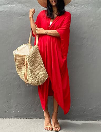 Image of Bsubseach Stylish Tie Dye Open Front Long Kimono Swimsuit Coverup for Women