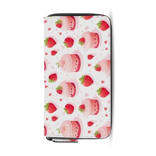 Cute Strawberry Cake Women's Large Capacity Wallets Holder Wallet Credit Card Clutch Coin Pocket Pu Leather Zipper Closure Deal Gift for Women 21220765 6