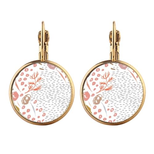 Boucles d'oreilles pendantes clip or motif floral qui ne font pas mal