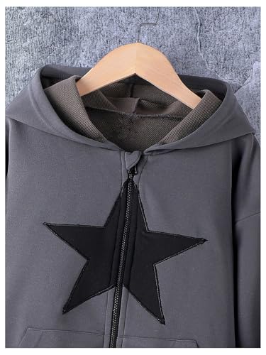 WDIRARA Girl's Star Print Zipper Up Drop Shoulder Hoodie Long Sleeve Cardigan with Pockets3