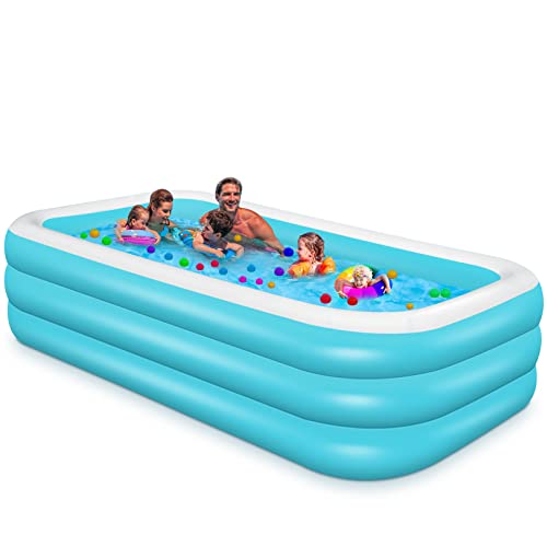 Inflatable Pool 120"X72"X22" - Family Swimming Pools Above Ground Blow Up Kiddie Pool For Kids, Toddlers, Adults, Full-Size Large Kid Pool For Backyard, Ages 3+, Outdoor, Garden, Summer Water Party #TOP6
