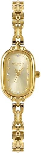 CARLIEN Pulsera pequeña vintage para mujer, reloj delicado dorado pequeño ovalado analógico de cuarzo, reloj de pulsera de lujo impermeable con