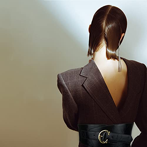 JOYMIN Women's Fashion Vintage Wide Elastic Stretch Waist Belt With Interlock Buckle Crocodile Embossed Classic Leather Belt2