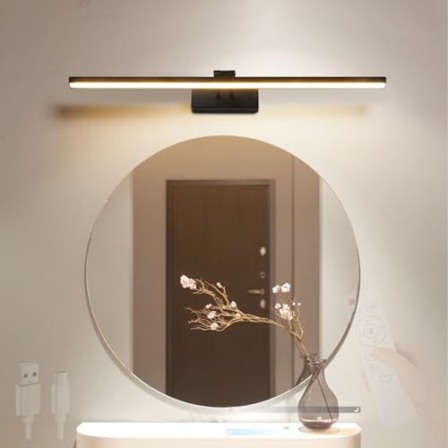 Aplique de pared LED recargable negro de 40cm con mando a distancia para baño y pasillo