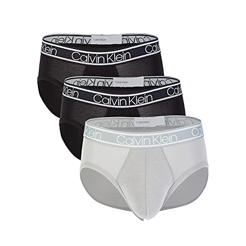 Calvin Klein Men`s The Ultimate Comfort Viscose Made From Bamboo Hip Briefs 3 Pack (Black(NP2260-901)/Grey, Small)