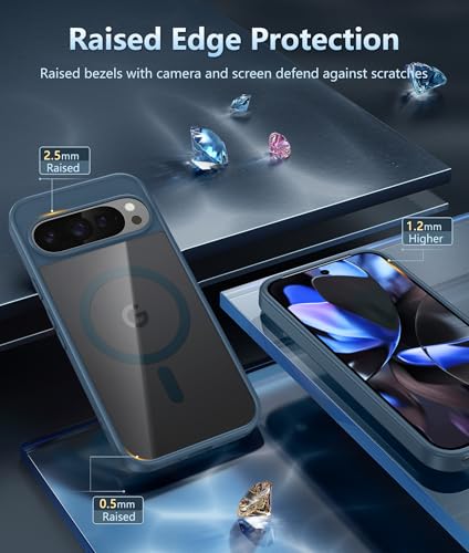 Image of FNTCASE for Google Pixel-9-Pro XL Case: Clear Case Magnetic Military Grade Drop Protection Anti Yellowing Cell Phone Cover - Rugged Shockproof Protective Bumper Transparent Cases(SapphireBlue)