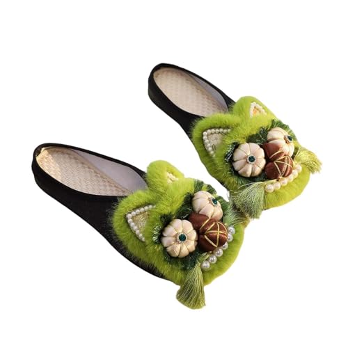 Women's flats Handmade Chinese Traditional Embroidered Tiger Shoes - Women's Cotton Folk Art Slippers,Casual Shoes, Comfortable Vintage Style