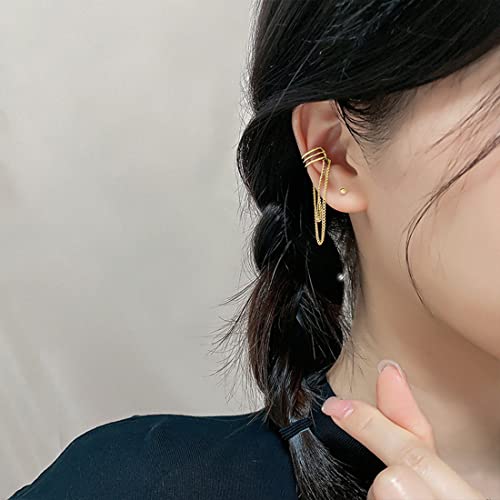 SLUYNZ 925 Sterling Silver No Piercing Cuff Earrings Chain for Women Wrap Earrings Tassel Clip On Ear3