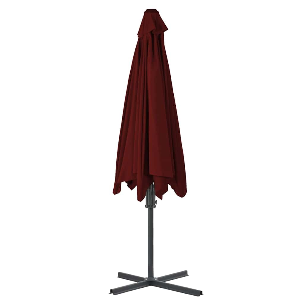 Generisch Parasol przeciwsłoneczny ze stalowym masztem, 300 x 230 cm, bordowy, odporny na promieniowanie UV, odporny na promieniowanie UV, obracany o 360 stopni, stabilny stojak, 6 żeber