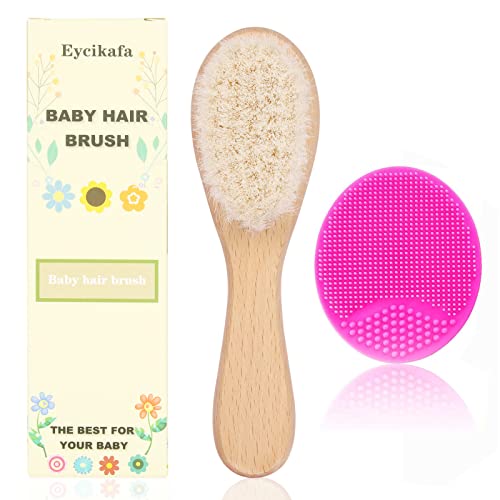 Eycikafa Brosse à cheveux pour bébé, Brosse à calvitie, Brosse à cheveux pour nouveau-nés et tout-petits, brosse pour bébé à poils souples, idéale pour le berceau, cadeau de naissance idéal (2pcs)