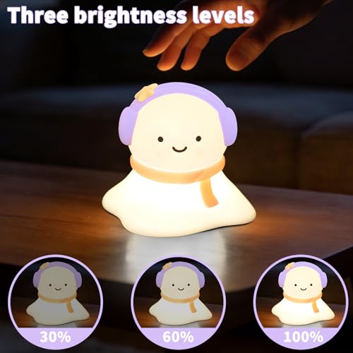 Image of Snow Baby Silicone Night Light - Rechargeable, Adjustable Brightness and Timer Function, Suitable for Children's Rooms and Bedrooms, Great Gift for Festivals
