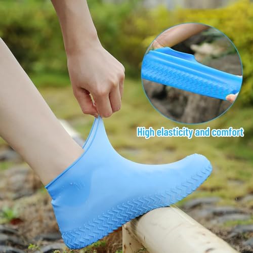 Image of Waterproof Silicone Shoe Covers - Reusable Non-Slip Rain Shoe Covers for Rainy and Snowy Outdoors, Garden, and More - Durable, Washable and Easy to Wear (Multicolor)