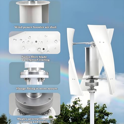 Kit generatore Eolico con regolatore di Carica, apparecchiatura per la Produzione di elettricità Verticale, Kit generatore Eolico Verticale da 14000 W - Soluzione di Alimentazione Ecologica