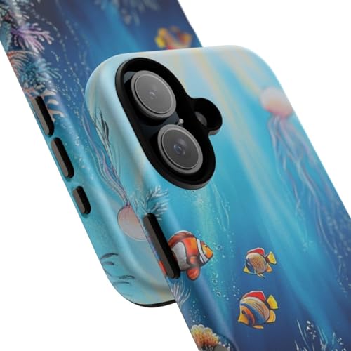 Coque iPhone 16 bleu récif de corail pour les vacances