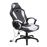 HOMCOM Racing Style Ergonomic Gaming Chair with Lumbar Support - White/Black