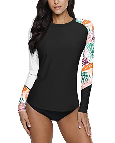 BesserBay Damen Surf Shirt Bademode Rash Guard UV Shirts Langarm Schwimmen Tankini UPF 50+ S-XXL