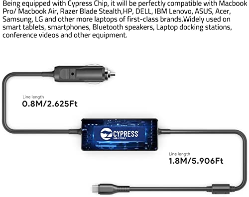 KFD 100W 96W 90W 87W 65W USB C DC 12V-24V KFZ Ladekabel Auto Ladegerät Laptop Netzteil für MacBook Pro 16 15 14 2023 MacBook Air, Lenovo Yoga 7i/ 9, HP, Dell, Surface Pro 8 9 12V auf 100W DC Adapter