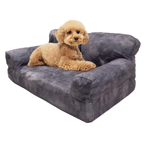 Cat Couch, Pet Bed for Medium Small Cats and Dogs, Soft Calming Puppy Sleeping Bed, Removable Washable Cover and Non-Slip Bottom