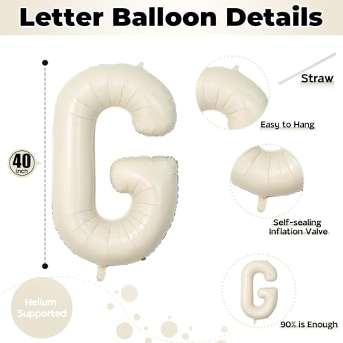 Image of 40 Inch Beige Big Bro Balloons Letter, Large Cream White Sand Big Bro Foil Balloon, Neutral Ivory Alphabet Mylar Balloon for Kid Newborn Boy Announcement Gender Reveal Baby Shower Party Decorations